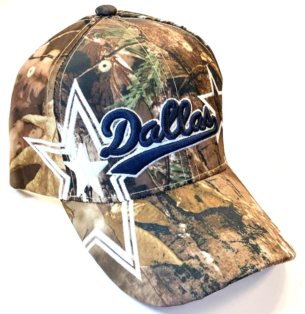 Dallas Cowboys Camo Hat Cap Script Visor Embroidered Signature Double –  East American Sports LLC