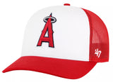 Los Angeles Angels MLB '47 Freshman Trucker White Front Red Mesh Hat Cap Adult Men's Snapback