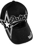 Dallas Cowboys Black Hat Cap Script Visor Embroidered Signature Double Star Logo