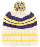 Los Angeles Lakers MLB '47 Natural Hone Patch Pom Knit Hat Cap Adult Winter Beanie