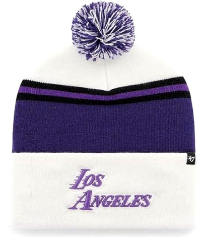 Los Angeles Lakers NBA '47 City Edition 23 White Double Sided Cuff Pom Knit Hat Cap Beanie